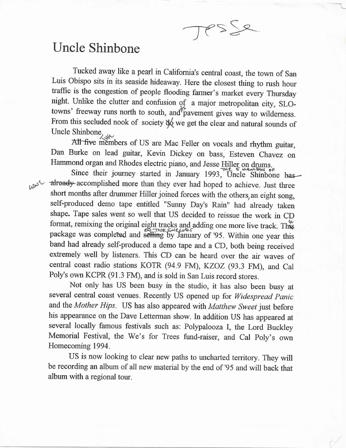 Uncle Shinbone bio draft with edits - Uncle Shinbone archive media