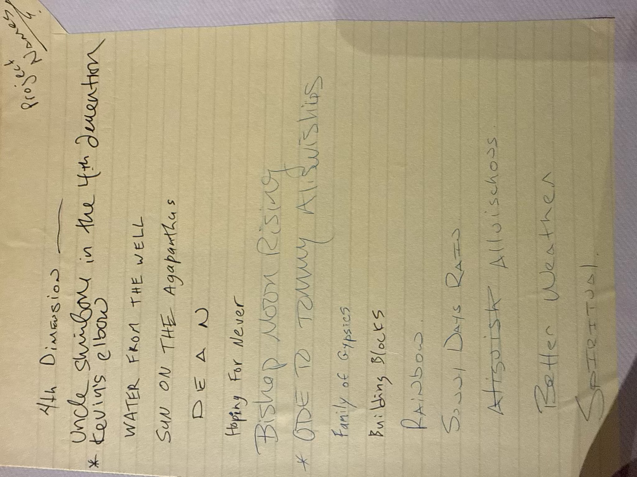 Notes: Band names - Uncle Shinbone archive media