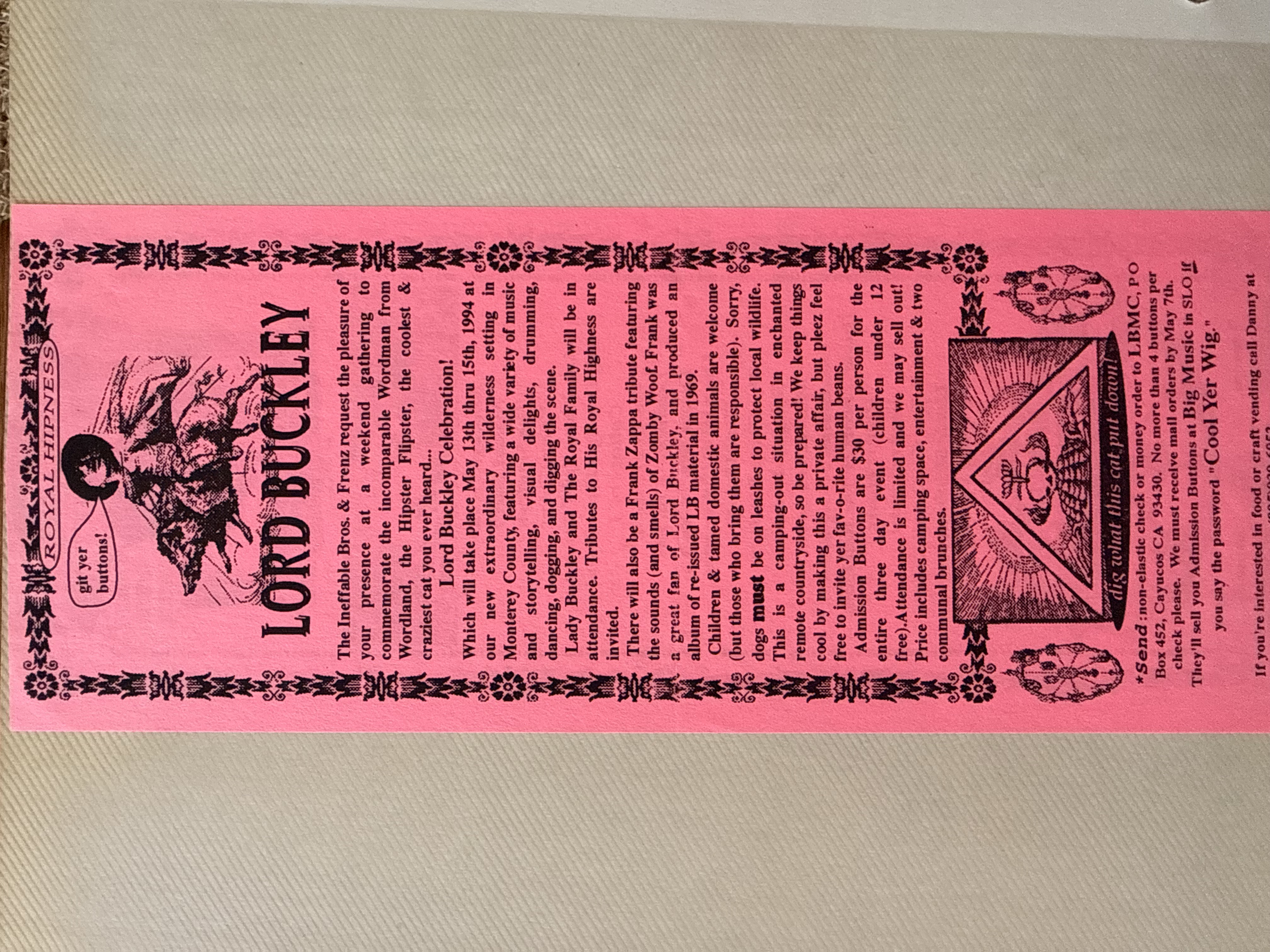 Flyer: Lord Buckley Festival - playbill - Uncle Shinbone archive media